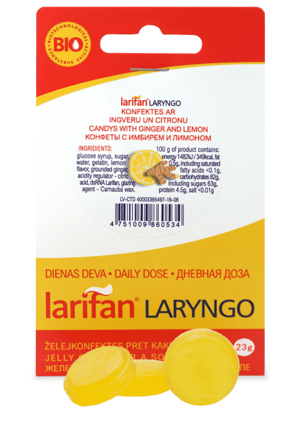 Larifan Laryngo ar ingveru un citronu garšu